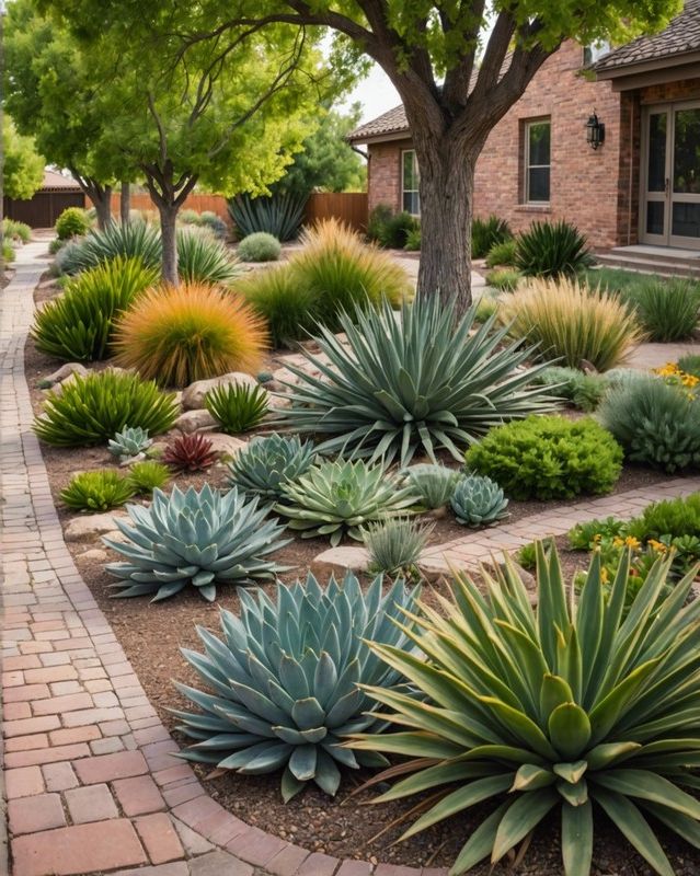 Xeriscape Driveway with Drought-Tolerant Plants