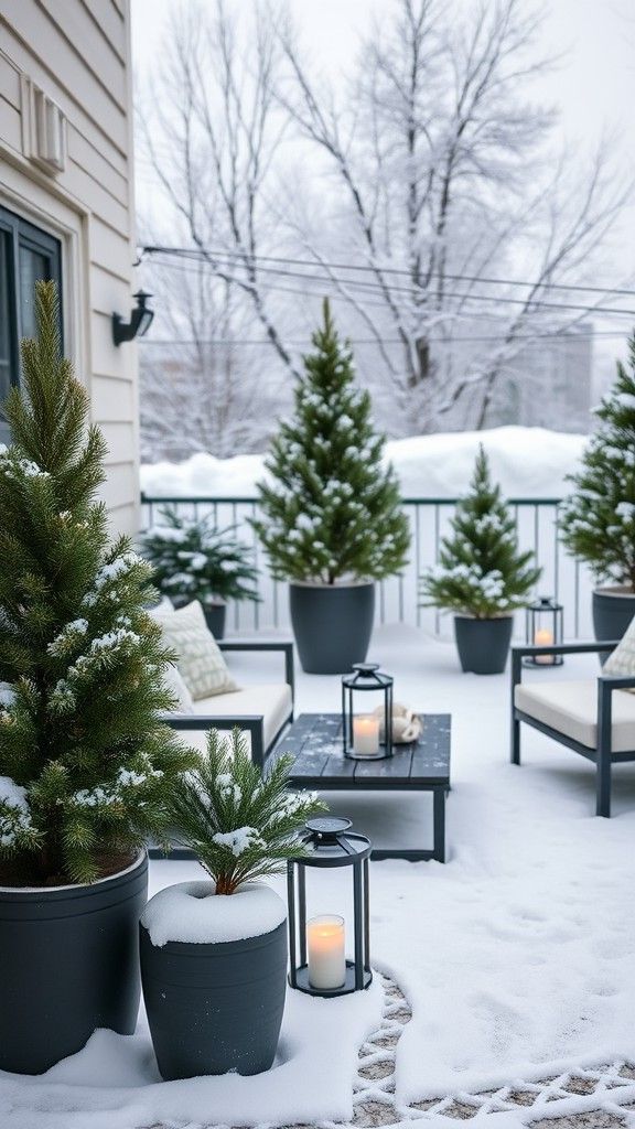 Decorate with Potted Evergreens