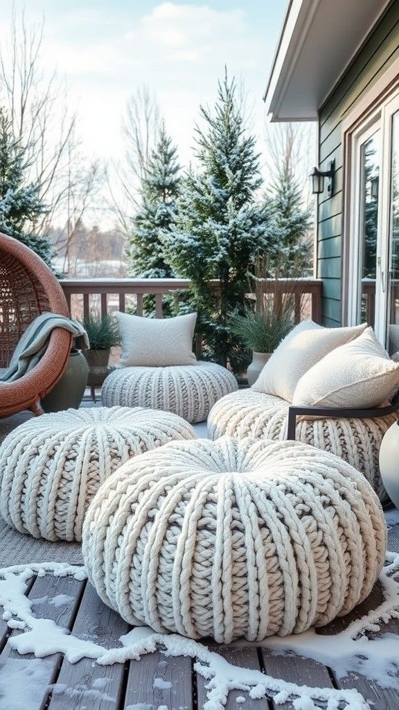 Knitted Poufs and Cushions