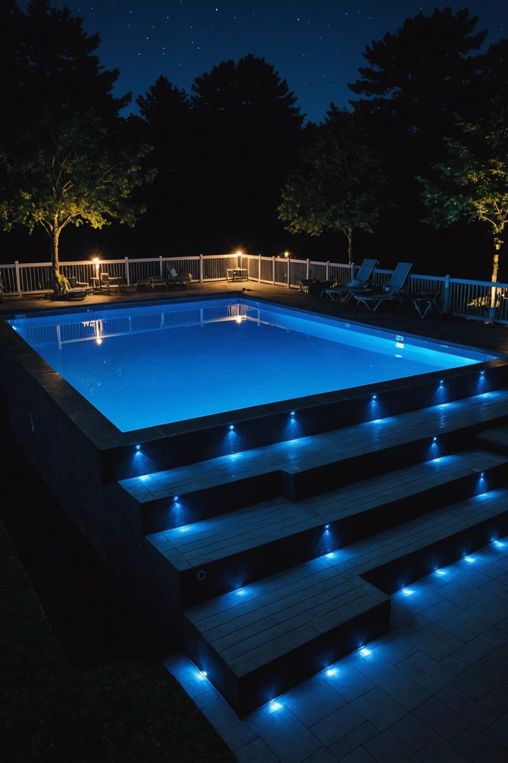 LED-Lit Steps for Nighttime Use