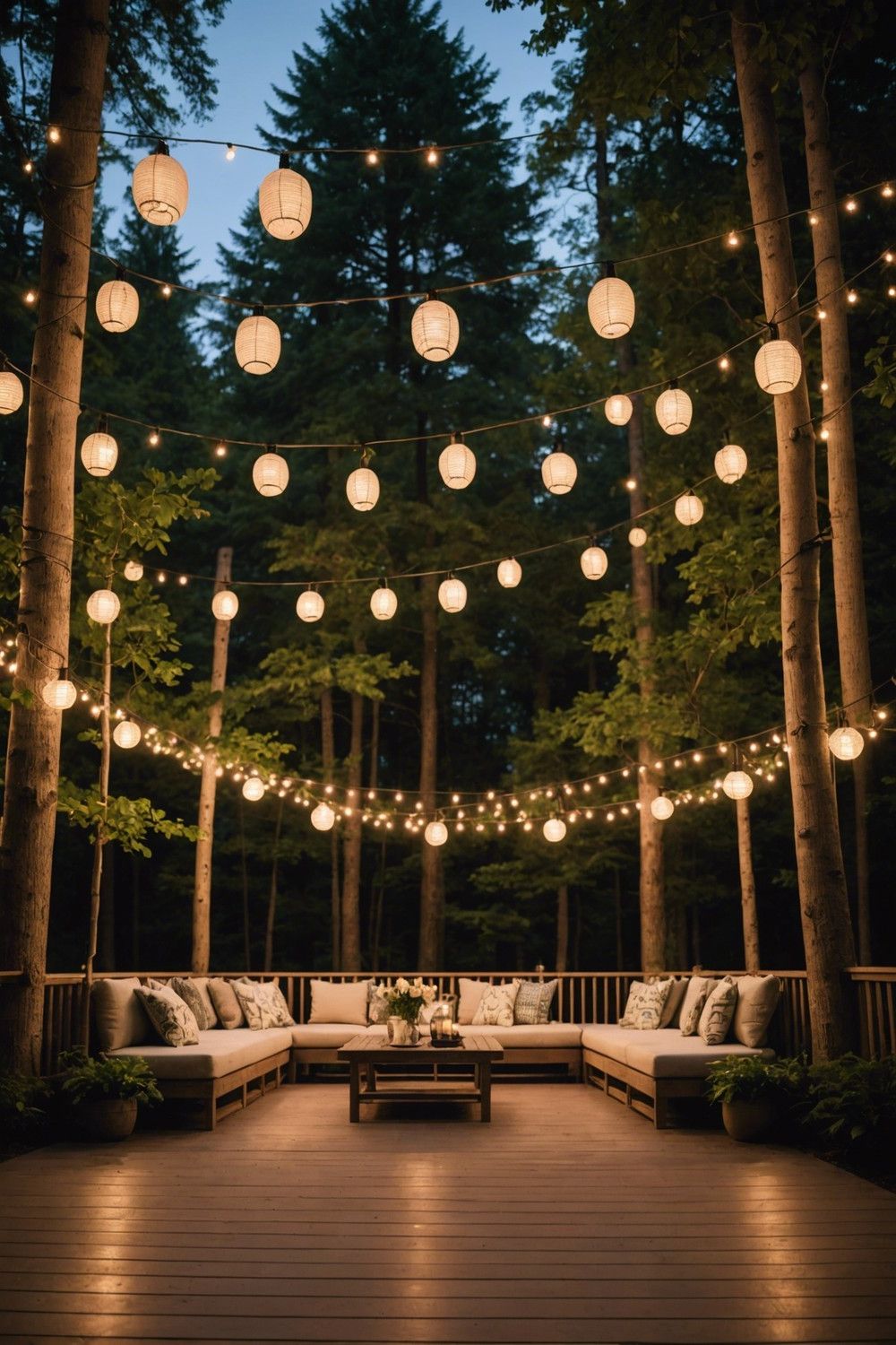 Nighttime Oasis: String Lighting and Ambient Illumination