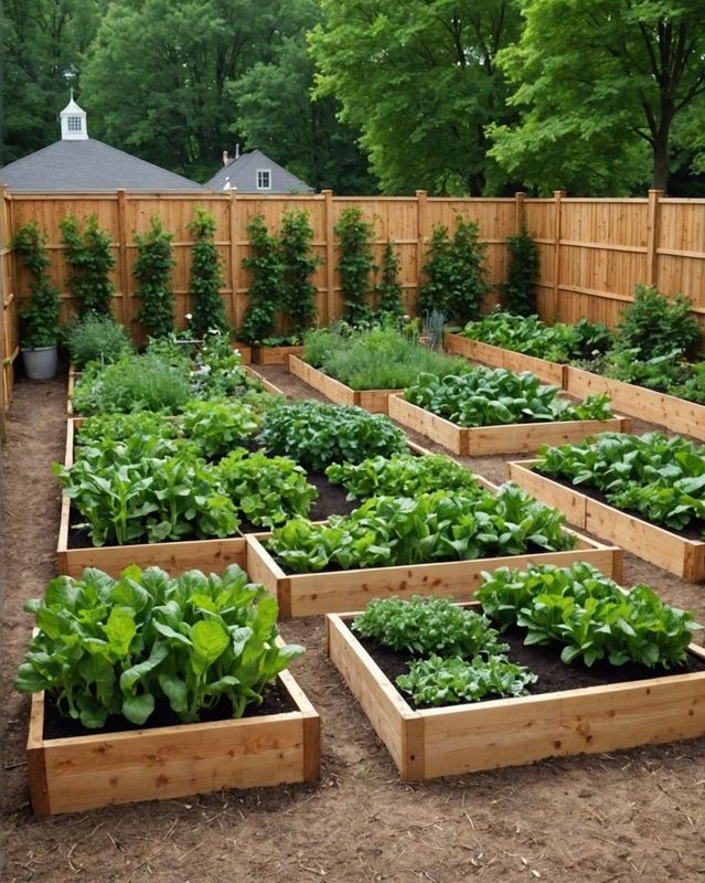Raised Bed Vegetable Garden with a Privacy Screen