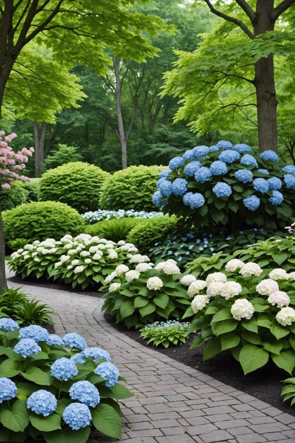 Classic Elegance with Lacecap Hydrangeas and Shade-Loving Hostas