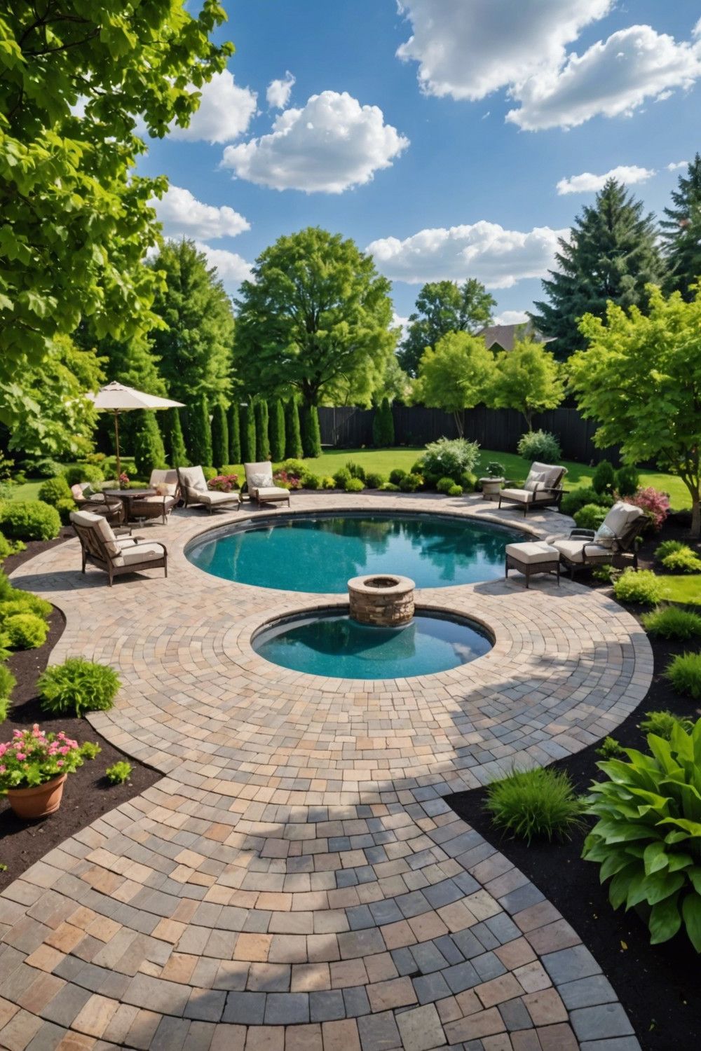 Round Pool with Paver Deck