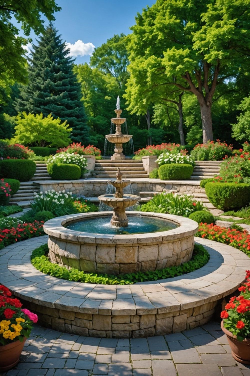 Circular Steps with Central Fountain