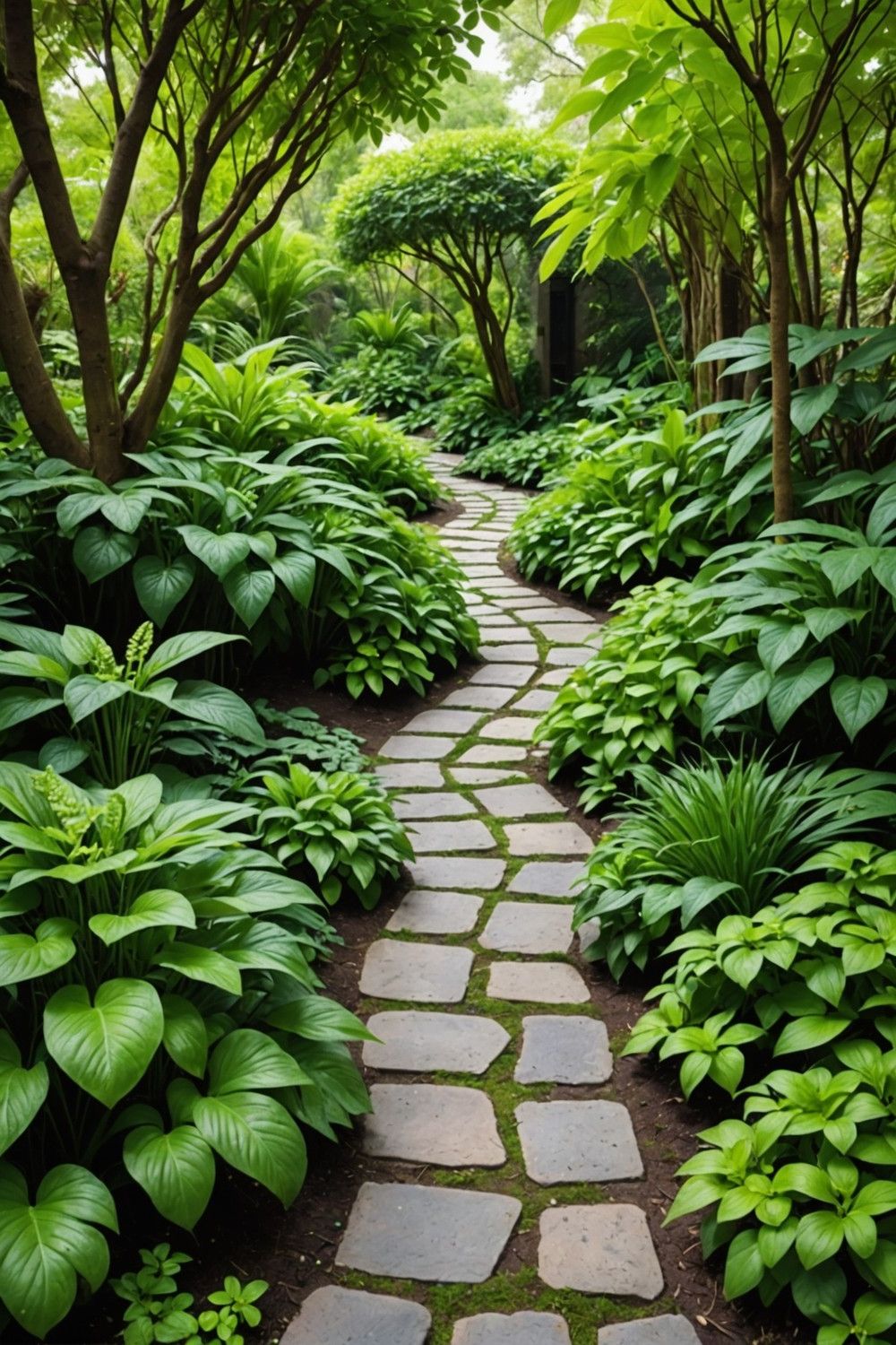 Incorporate a Meandering Pathway with Tropical Ground Covers
