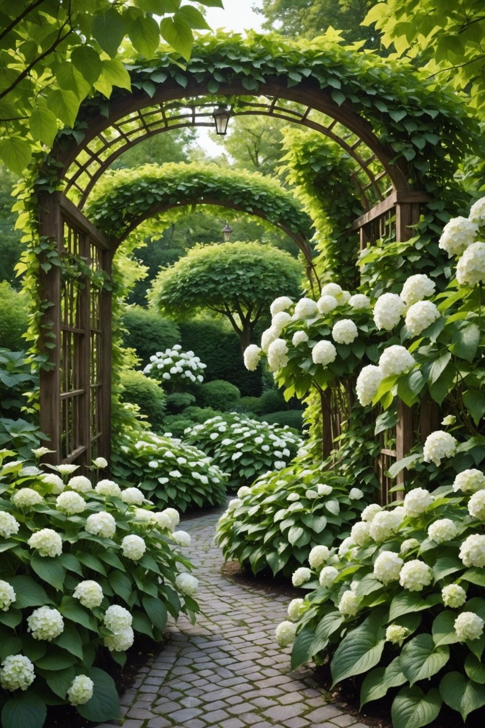 Whimsical Wonderland with Climbing Hydrangeas and Fragrant Hostas
