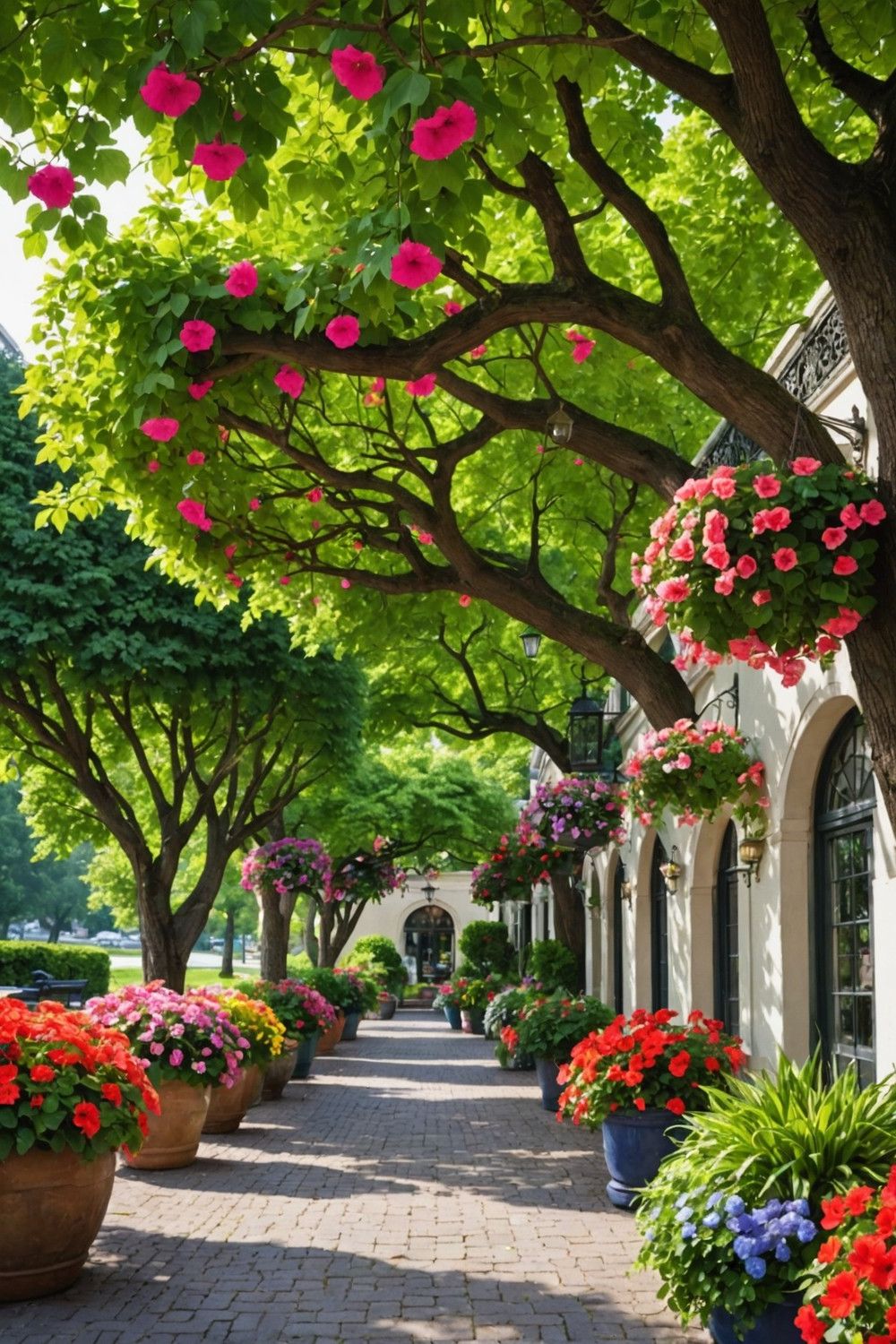 Incorporate Hanging Baskets or Planters for Added Color