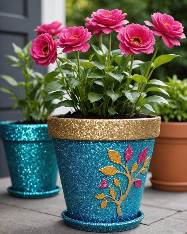Glitter Flower Pot