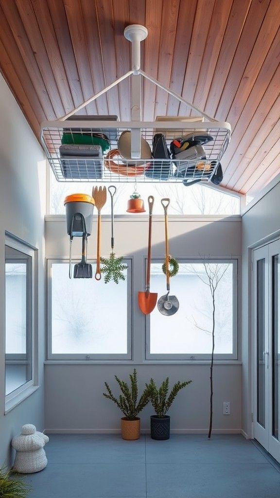 Use an Overhead Rack for Equipment