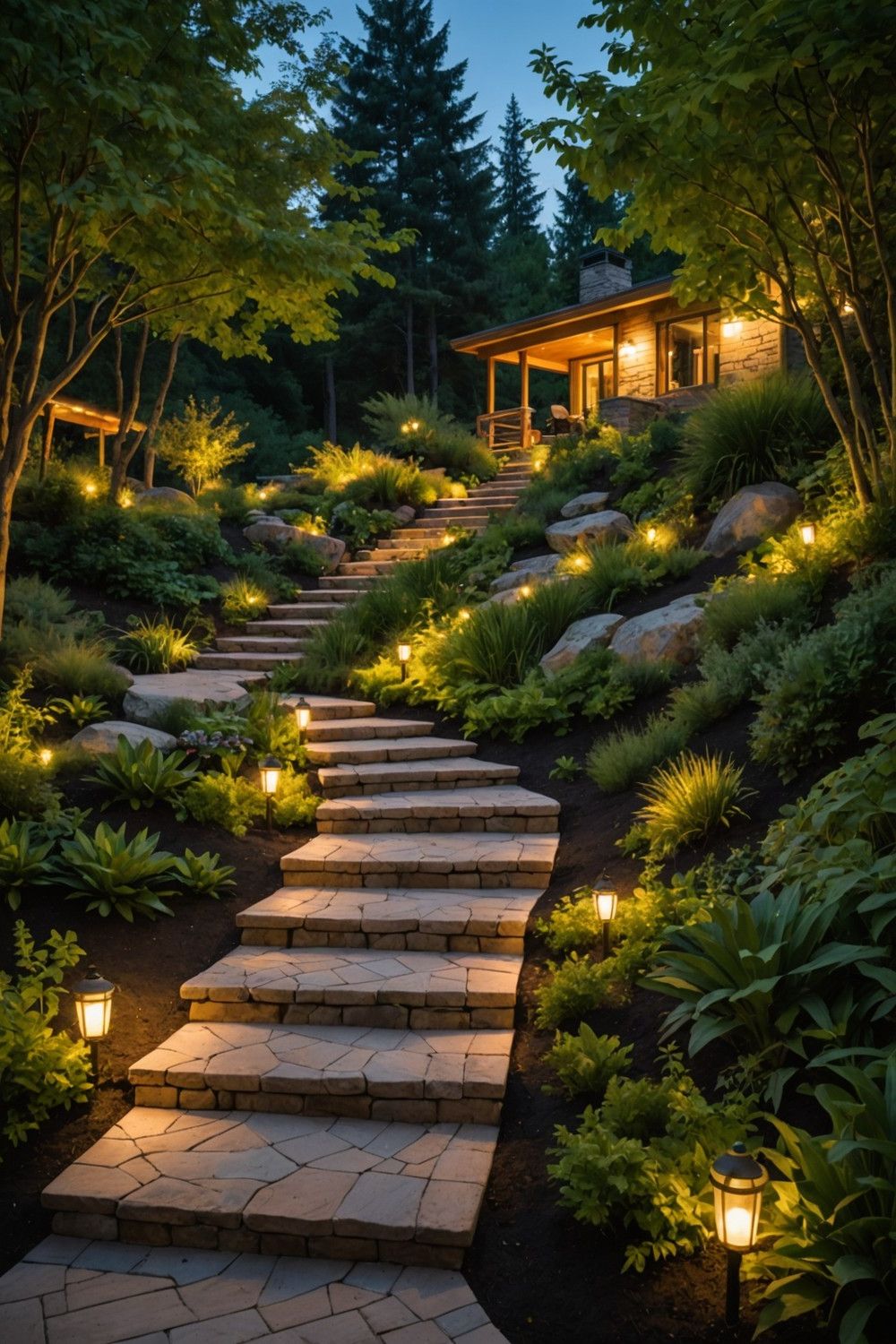Hillside Lighting for Safety and Ambiance