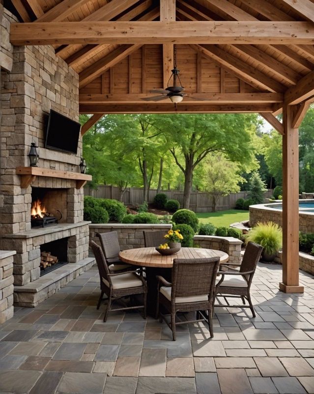 Cedar Shake Roof with Stone Pavers