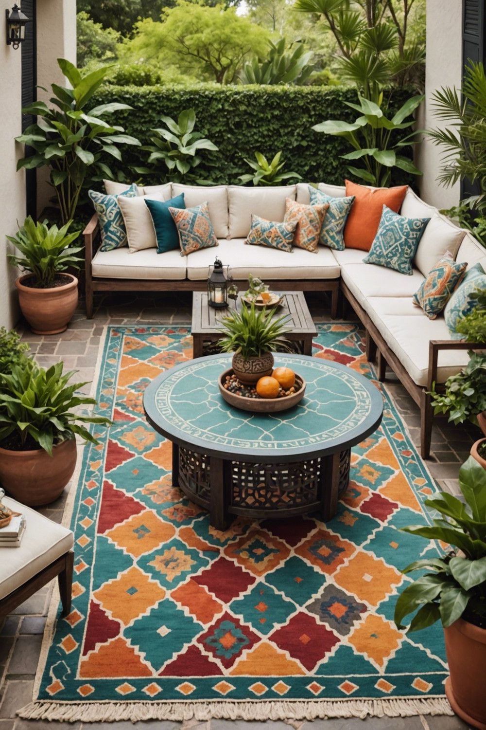 Outdoor Rug with Moroccan-Inspired Patterns