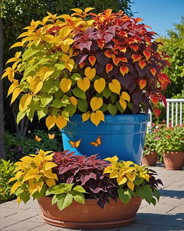 Citrus Burst: Combine Coleus with Brightly Colored Citrus Trees