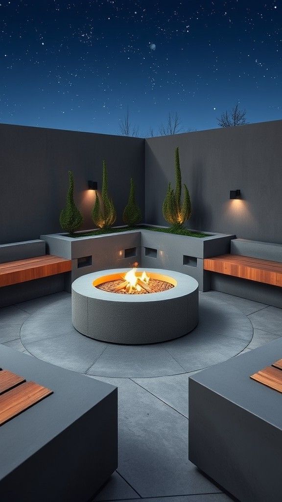 Concrete Fire Pit for a Minimalist Aesthetic