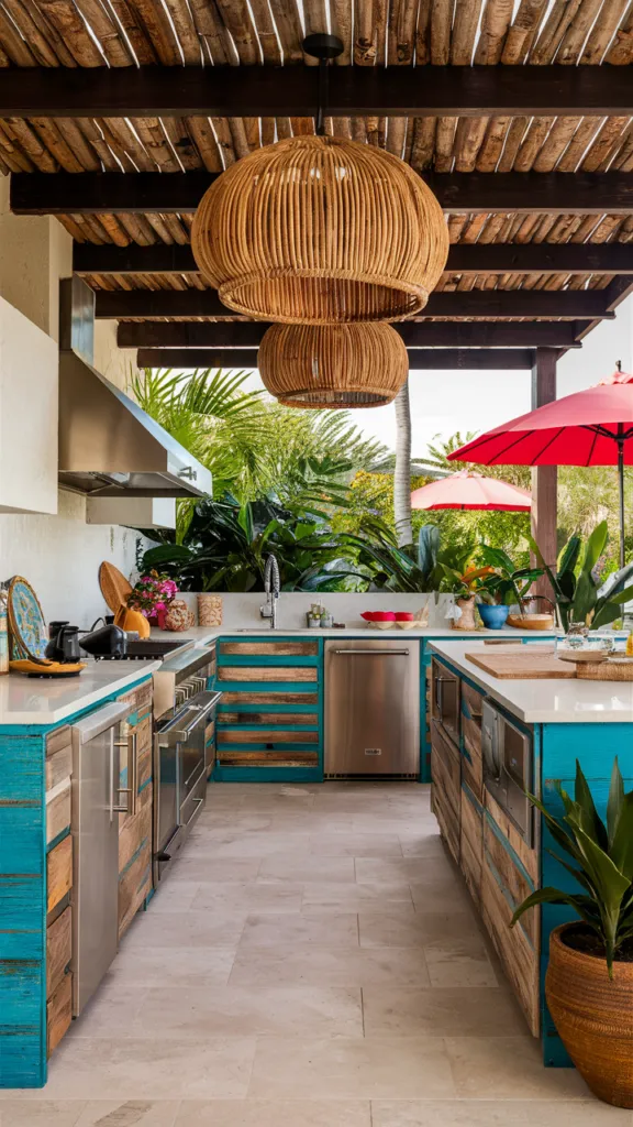 Incorporate an Outdoor Kitchen with a Tropical Twist