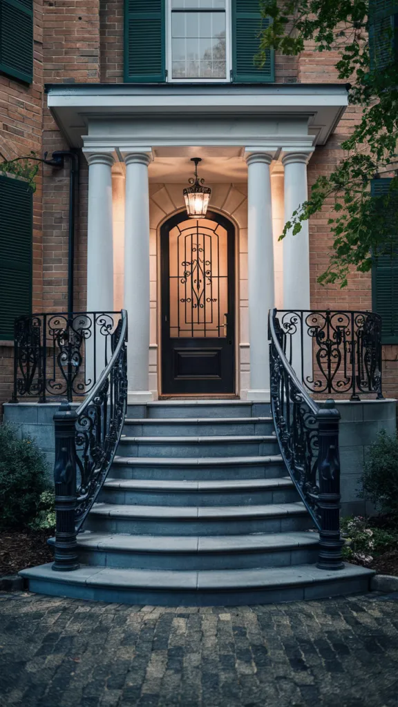 Grand Entrance with Wrought Iron Railing