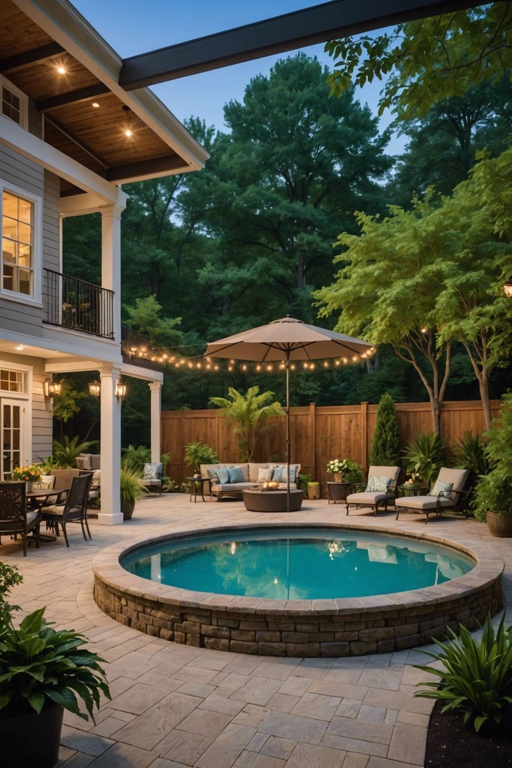 Round Pool with Screened-in Porch