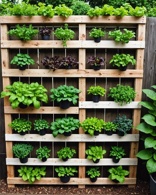 Compact Vertical Vegetable Garden in a Pallet Frame