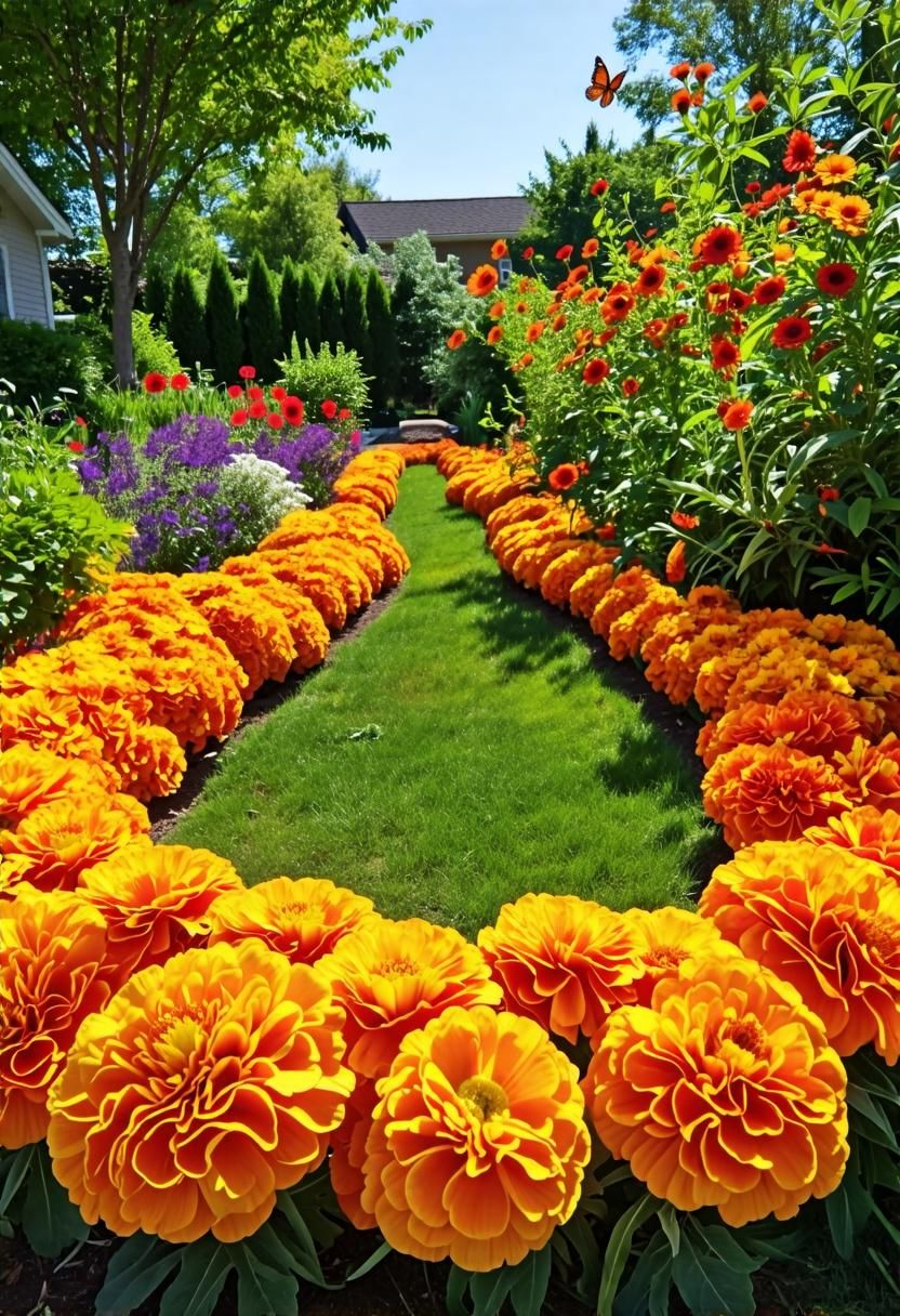 Creating Colorful Borders with Marigolds