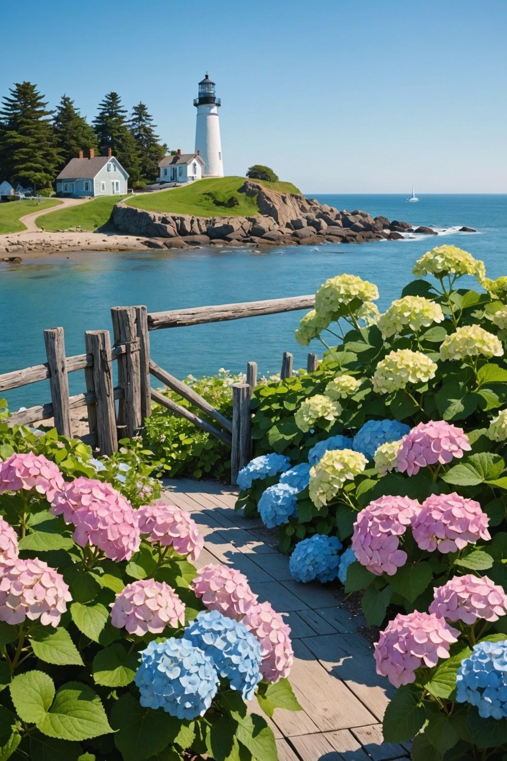 Hydrangeas in a Coastal Landscape