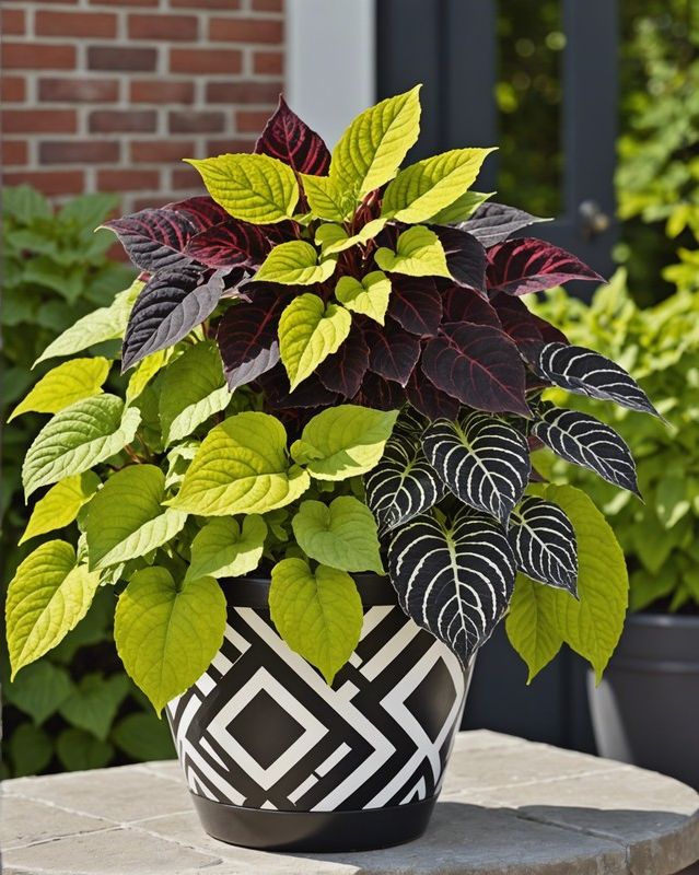 Geometric Glamour: Design a Coleus Container with Bold Patterns