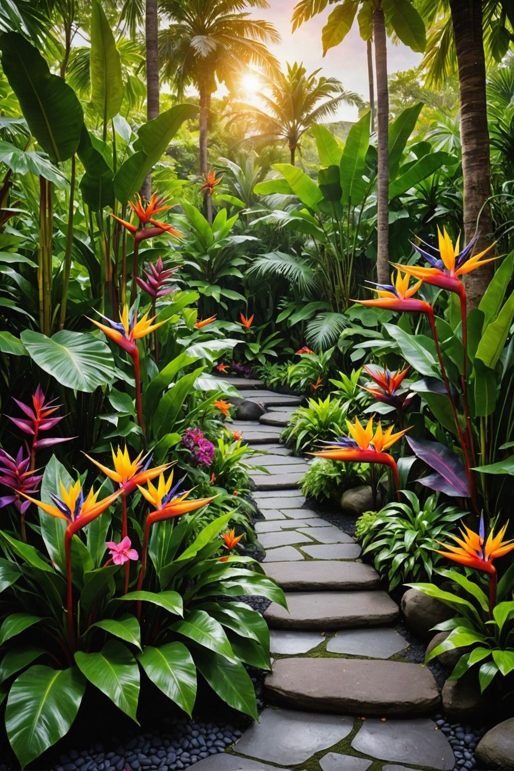 Incorporate Exotic Plants like Bird of Paradise and Heliconia