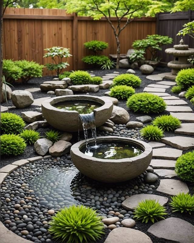 Japanese-Inspired Zen Garden with Water Feature