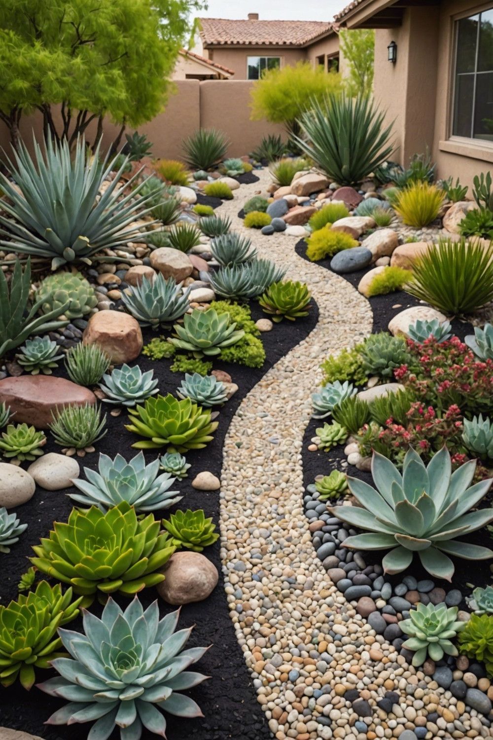 Mulch and Pebble Accents
