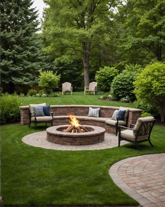 Brick Fire Pit with Split Face Tile Surround