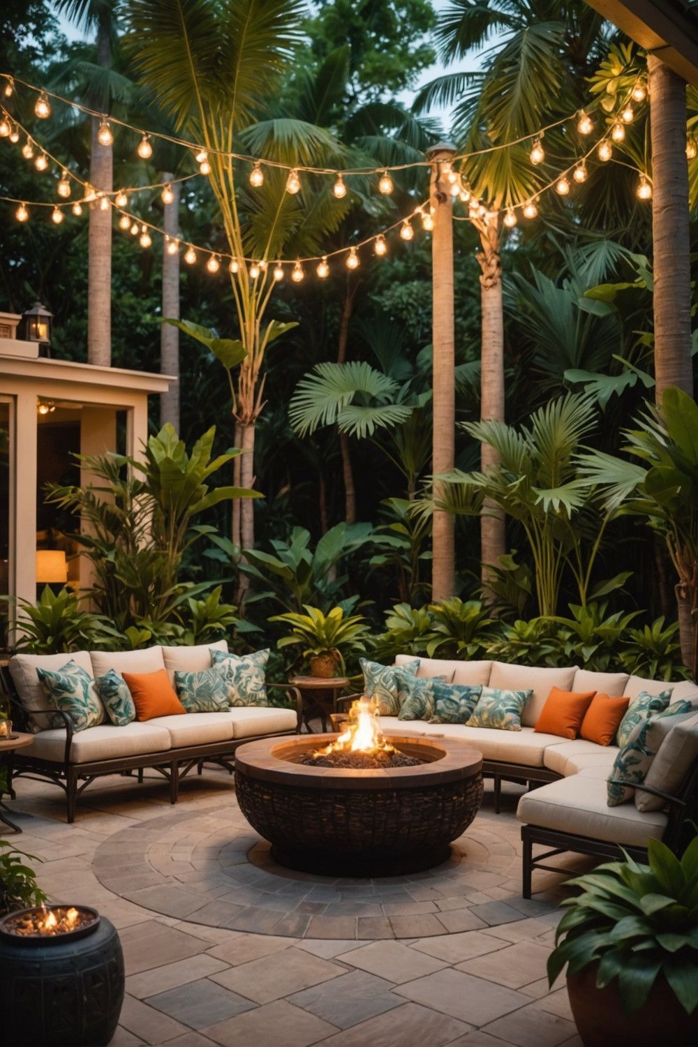 Incorporate a Tropical-Themed Fire Pit