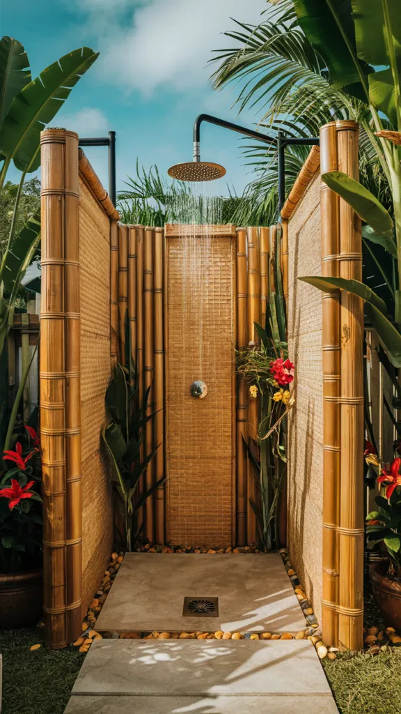 Add a Tropical-Themed Outdoor Shower