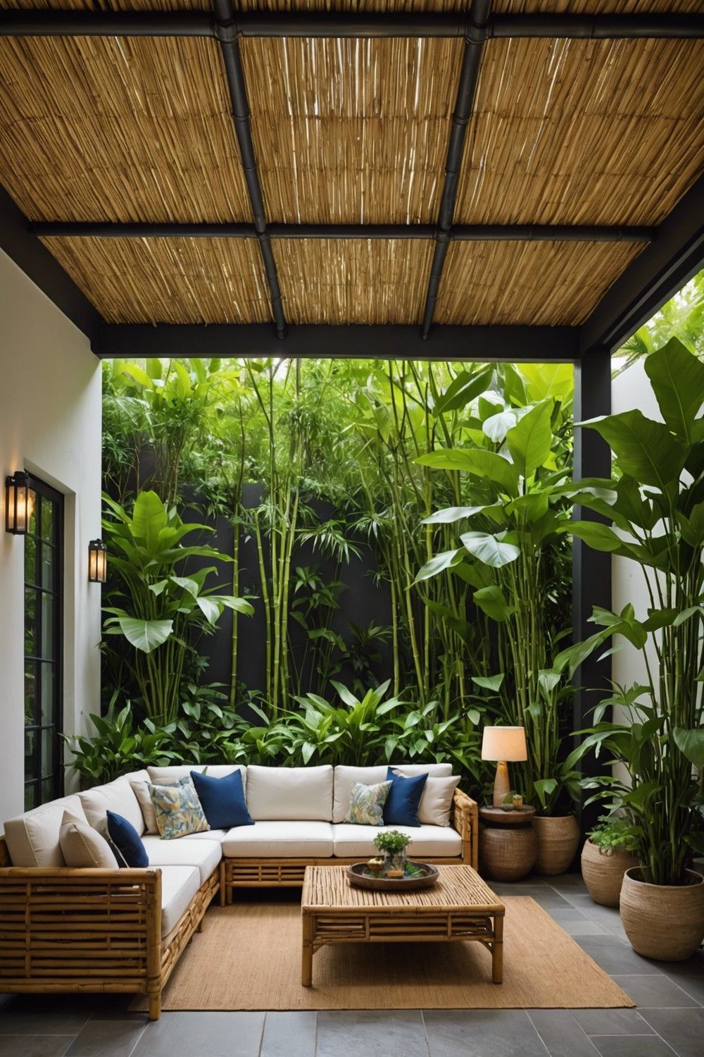 Tropical Oasis with Bamboo Ceiling