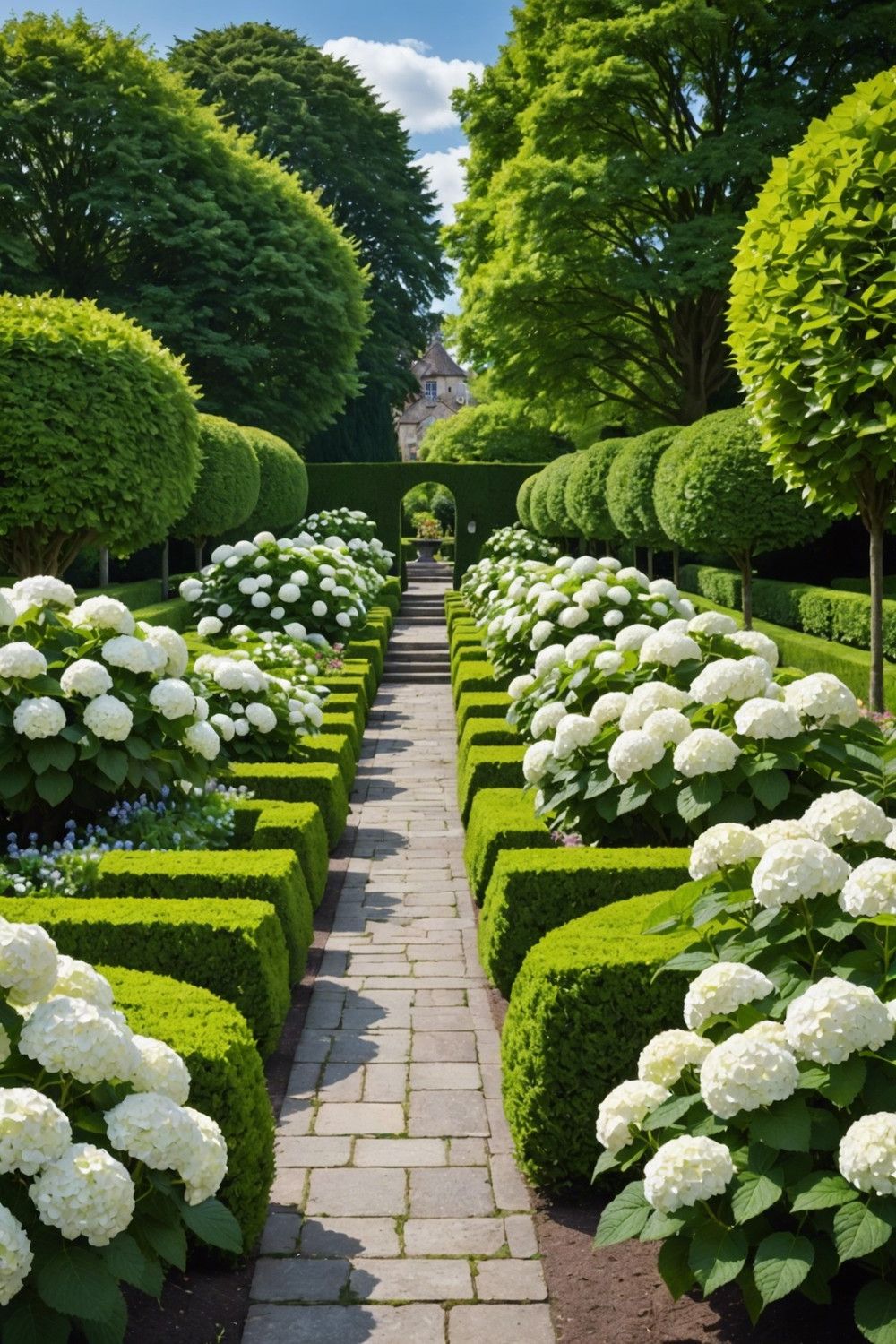 Hydrangeas in a Formal Garden