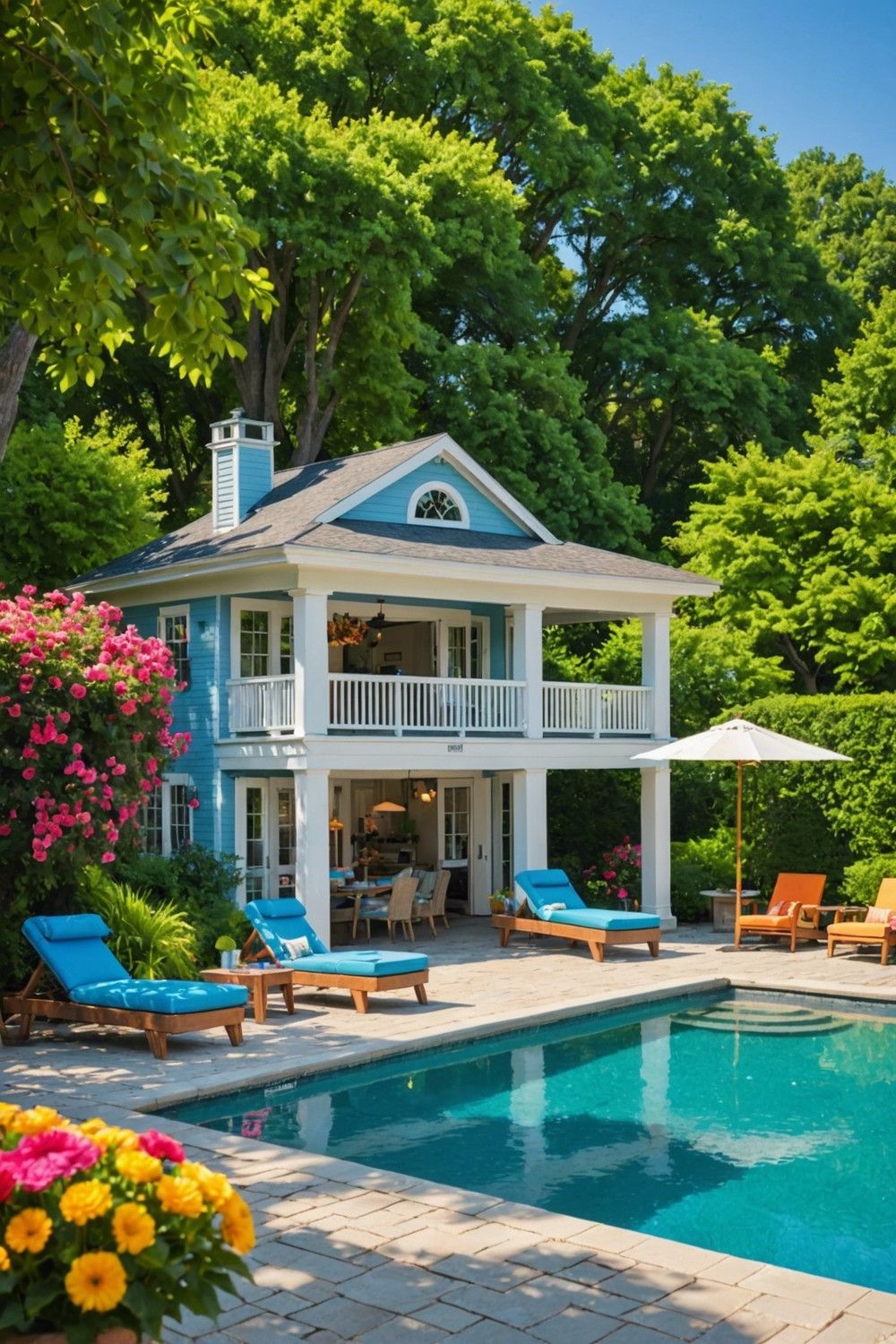 Pool House with Shade