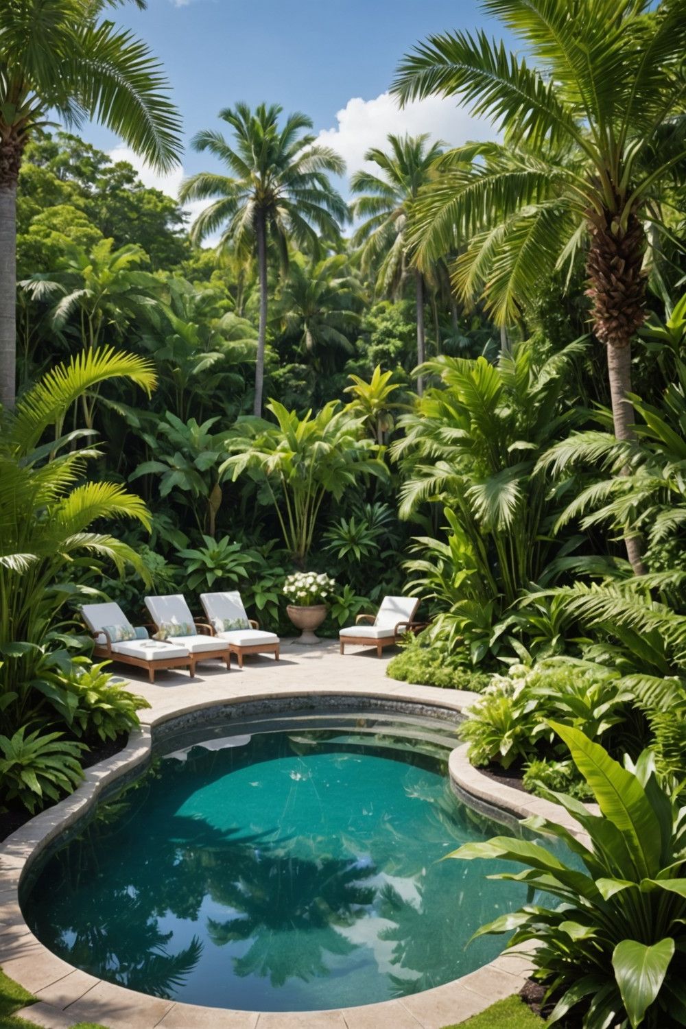 Lush Green Border Around Pool