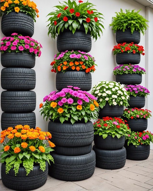 Stacked Tire Planters