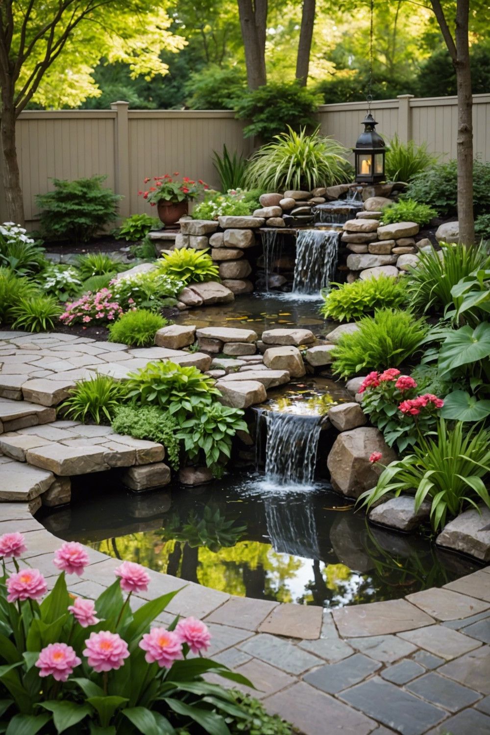 Backyard Oasis with Water Features