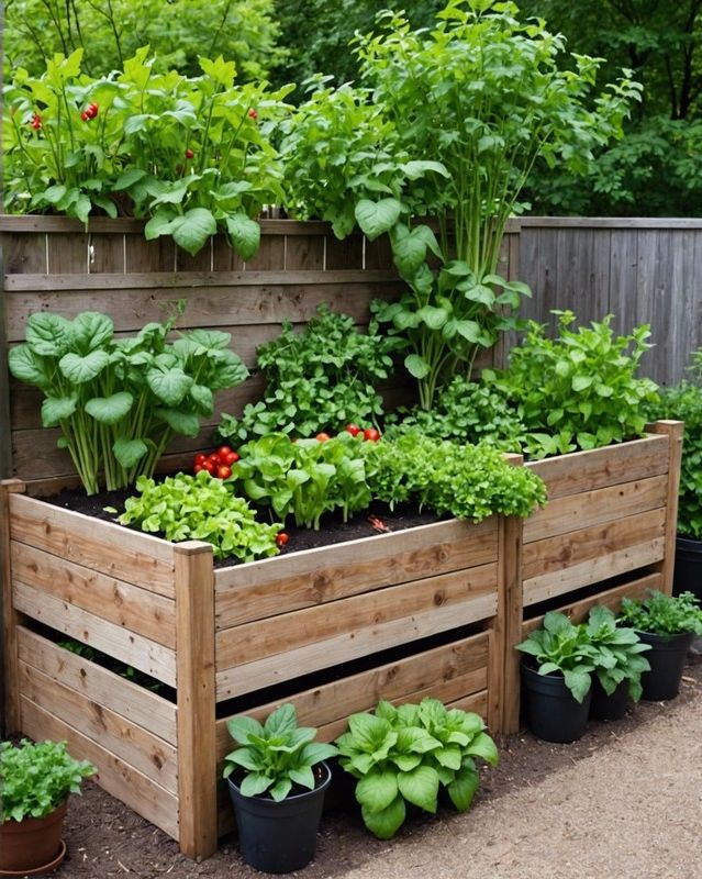 Urban Vegetable Garden in a Raised Bed Container