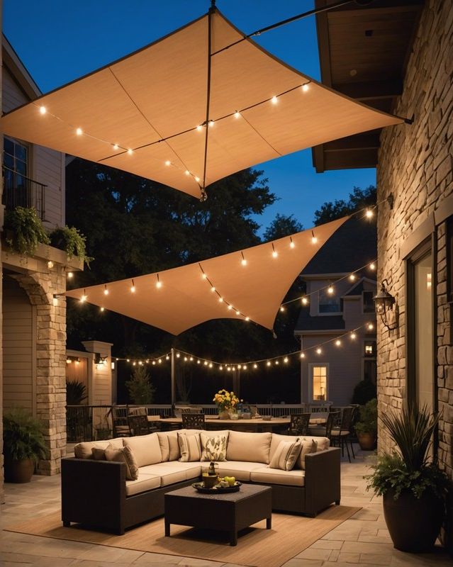 Sail Shade with Built-in Lighting