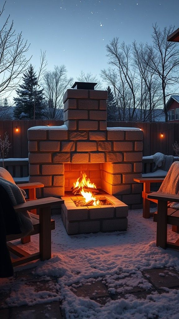 DIY Concrete Block Outdoor Fireplace
