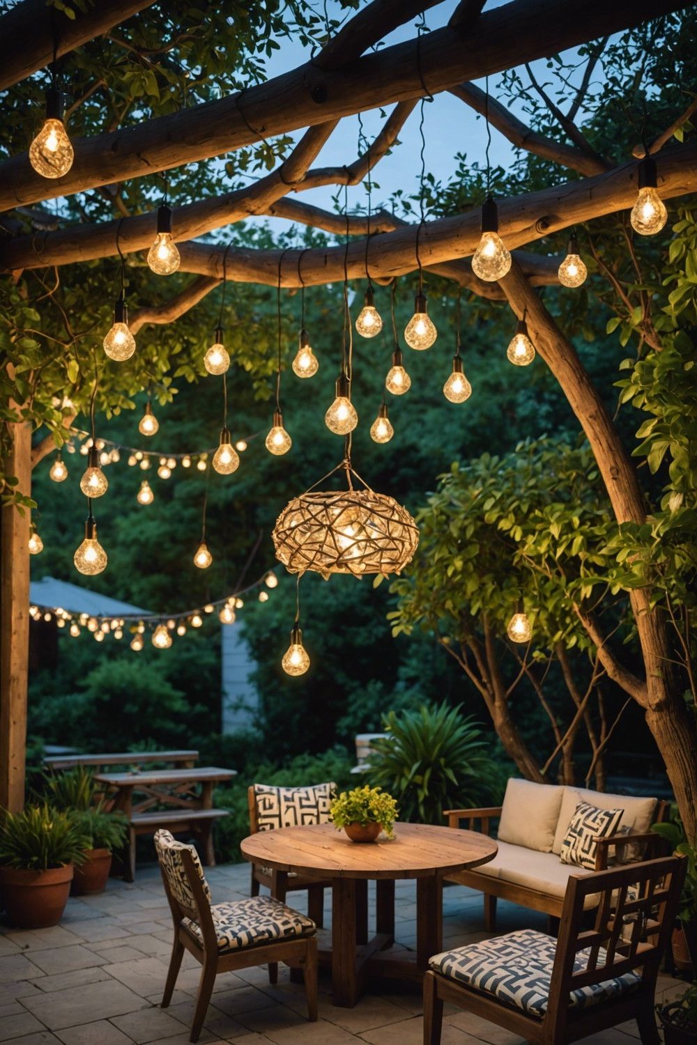 Hanging Glass Drop Lights in a Random Pattern