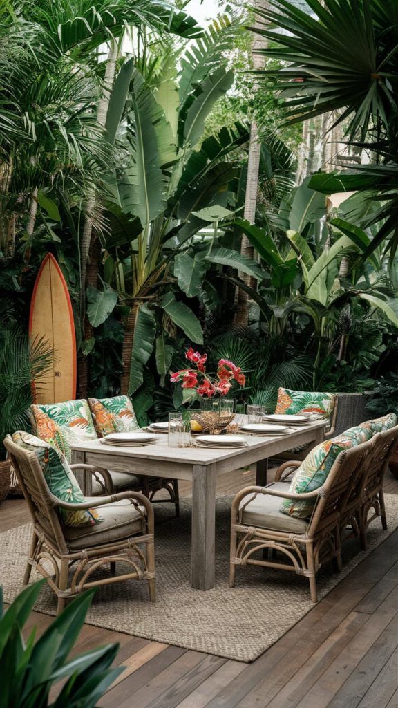 Add a Tropical-Inspired Outdoor Dining Area