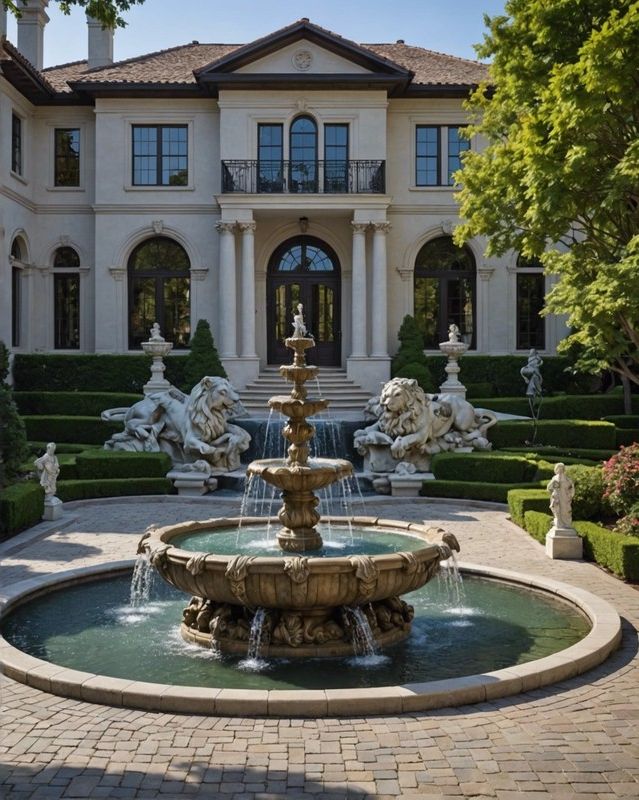 Driveway Fountain with Statuary
