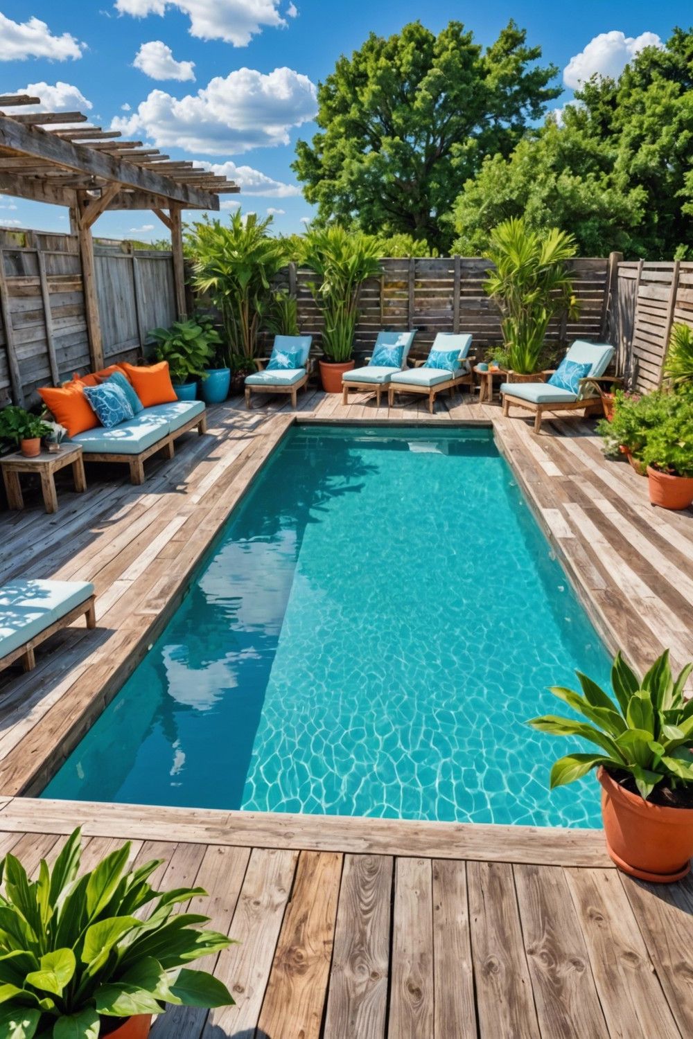 Coastal Pallet Pool Decks with Driftwood Accents