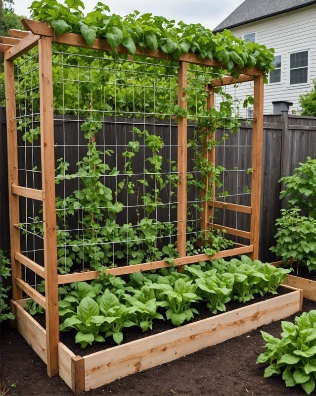 Raised Bed Vegetable Garden with a Climbing Trellis
