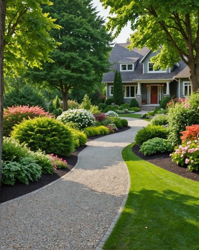 Gravel Driveway with Curved Edging