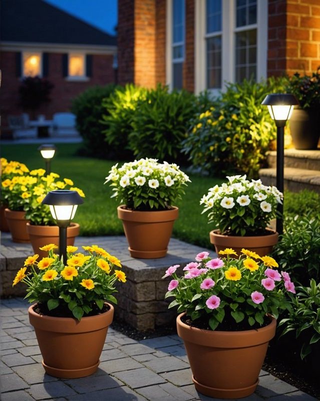 Flower Pots with Solar Lights