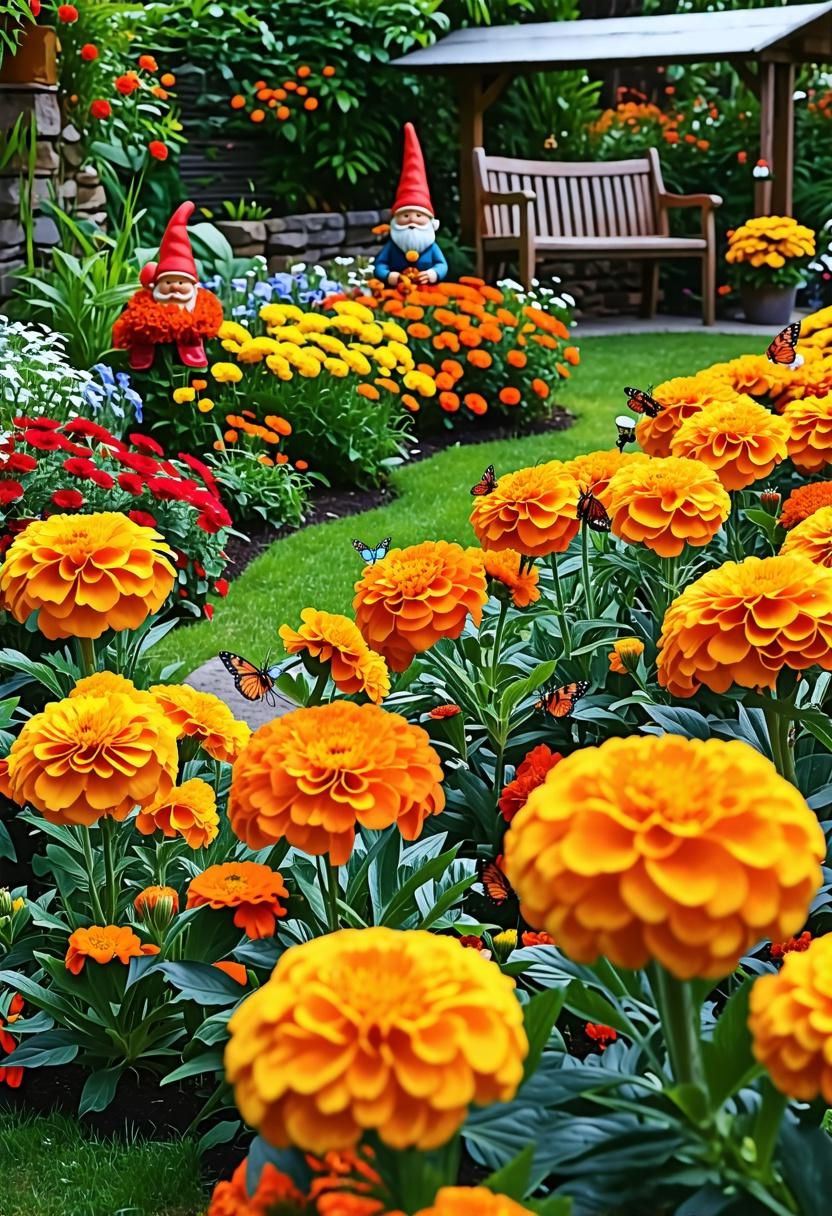Themed Garden with Marigolds