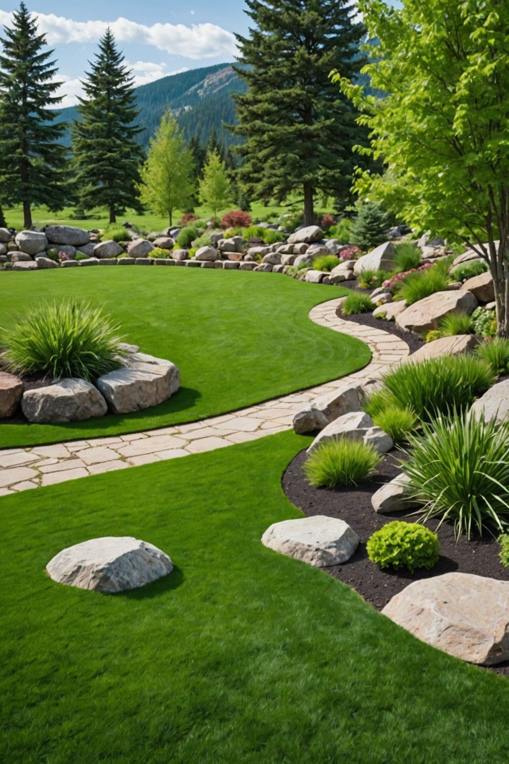 Incorporate Boulders in a Border for Grass